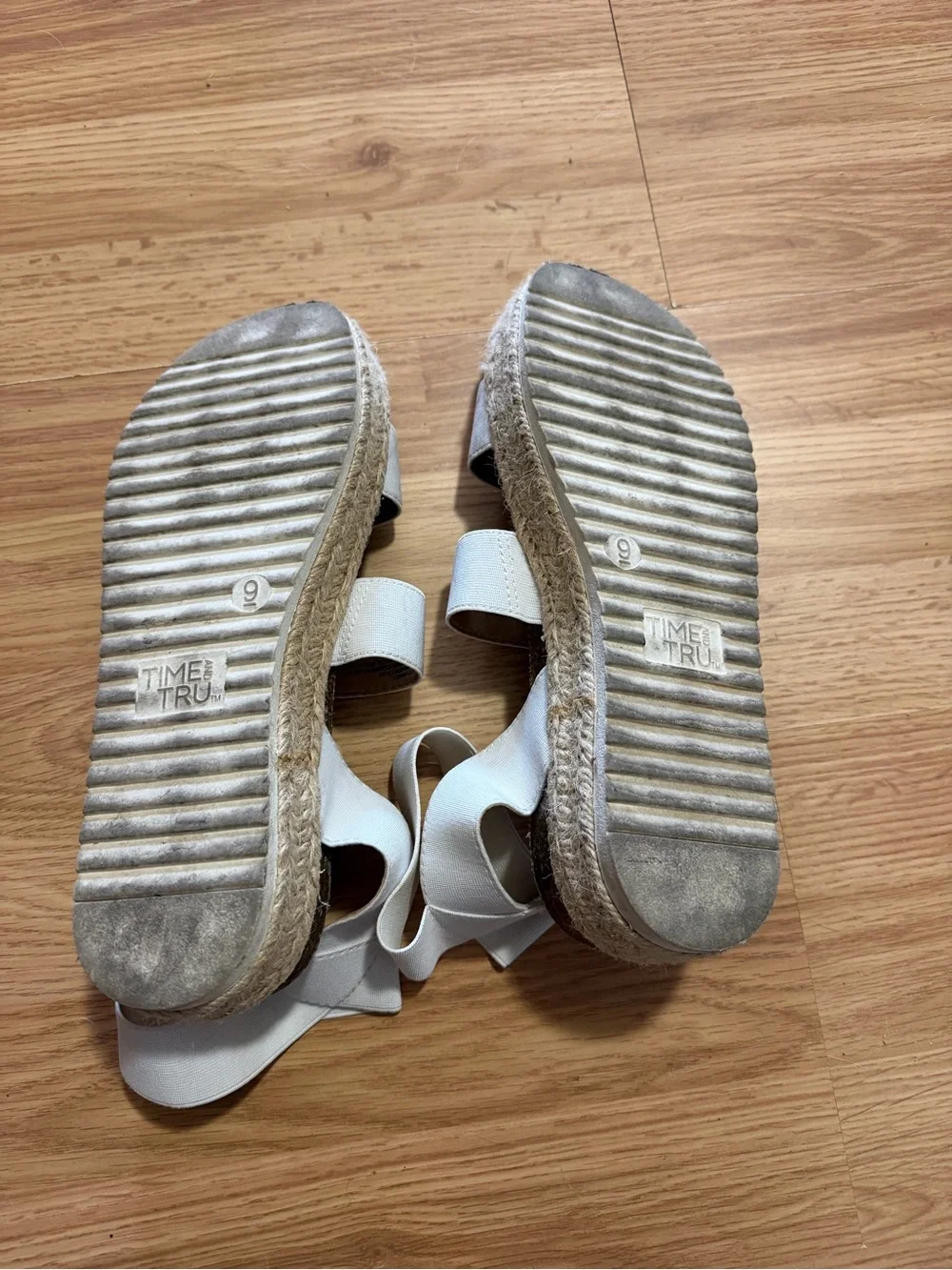 Time and Tru white Espadrille Wedge Sandals